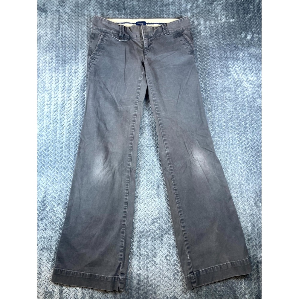 American Eagle Outfitters Women Gray Bootcut Pants Low Rise Stretch Size 30W